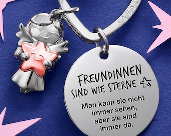 Beste Freundin Schlüsselanhänger Schutzengel "Star" mit Stern und Gravur - Beste Freundinnen Geschenk Engel Glücksbringer Beste Freundin