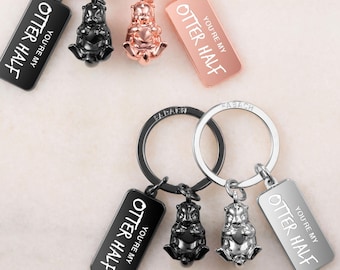 Otter Schlüsselanhänger "Otty", Paar Anhänger Glücksbringer, Geschenk Freundin oder Freund, Partner Geschenk Liebe Jahrestag Verlobung
