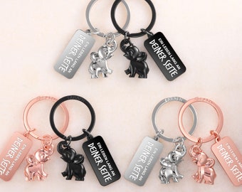 Elefant Schlüsselanhänger "Jumbo", Paar Anhänger Glücksbringer, Geschenk Freundin oder Freund, Partner Geschenk Liebe Jahrestag Verlobung