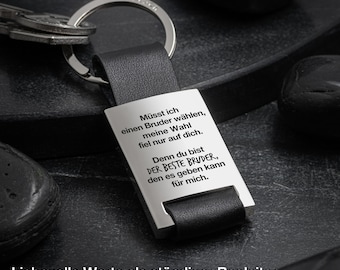 Rectangle-Schlüsselanhänger mit Gravur "Bester Bruder" aus Leder - Liebevoller Geschwister Anhänger