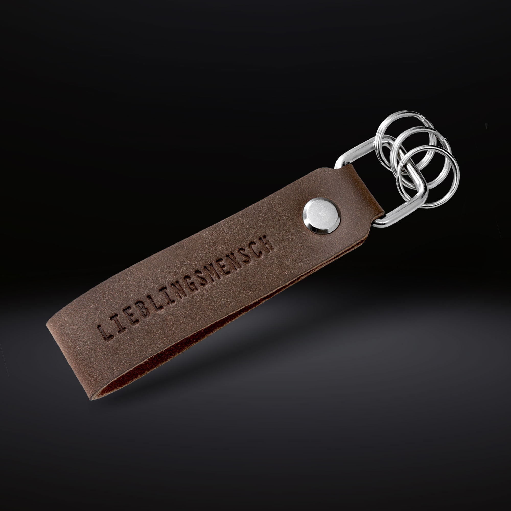 FABACH Leder-Schlüsselanhänger Mit Gravur „Lieblingsmensch“ – Inkl. Wechselbare Schlüsselringe & Geschenkbox