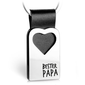 Bester Papa Schlüsselanhänger Leder mit Herz, Papa Geschenk Anhänger für Vatertag und Geburtstag, bester Papa der Welt, Gravur Bester Papa Bild 3