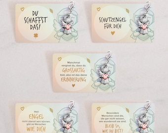Beste Freundin Schlüsselanhänger Schutzengel "Star" mit Herz - Schutzengel Glücksbringer und Karte mit liebevoller Botschaft