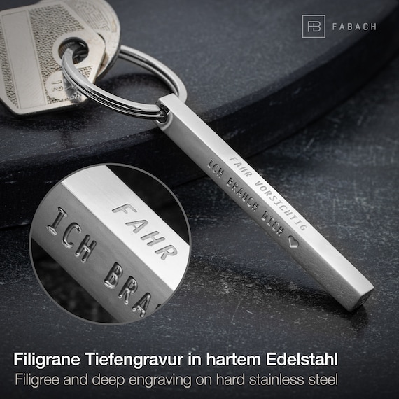 Cuboid Schlüsselanhänger Aus Edelstahl – Personalisierbar Mit Gravur, Geschenk Für Männer & Frauen