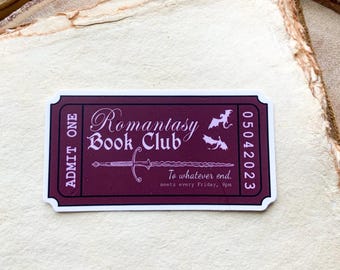 Adesivo de vinil para ingresso do Clube do Livro Romantasy | Adesivo para garrafa de água Kindle Bookish Dragon Romance