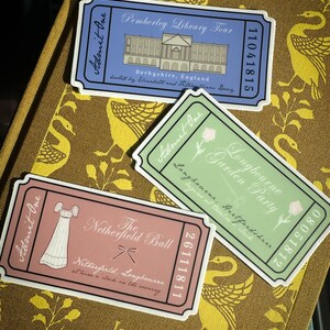 Série d'autocollants pour billets en vinyle Austen | Sticker vinyle Kindle livresques Regency