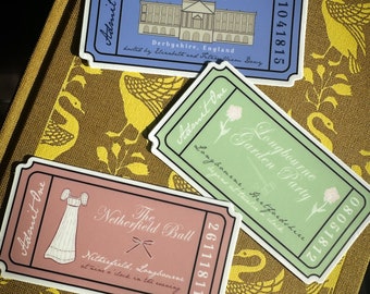 Adesivo de vinil estilo ingresso de Jane Austen | Chefe feminina da era da Regência