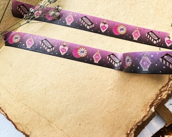 Fita adesiva metalizada Wonder Witch | Fita adesiva rosa de 15 mm para artesanato mágico e encantadora