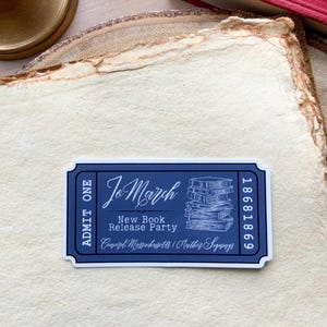 Jo March Book Signing Vinyl Ticket Sticker | Little Women Literary Bookish Kindle Water Bottle Sticker
