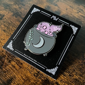 Witchy Cauldron Pin | Pink Witch Lapel Badge