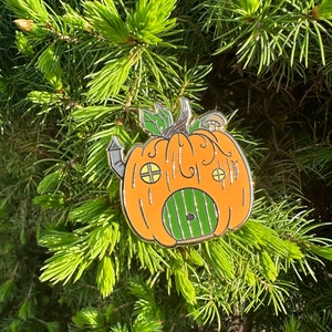 Pumpkin Cottage Enamel Pin | Fall Cottagecore Lapel Pin