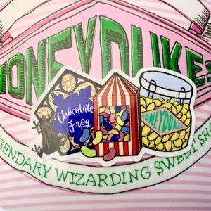 Magische Candy Shop-vinylsticker | Glanzende Kindle-waterflessticker Wizarding Sweets