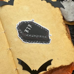 RIP vintage autocollant en vinyle pour gâteau | Sticker pour bouteille d'eau Kindle Cake, cercueil
