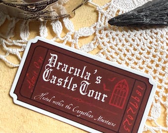 Adesivo de vinil para ingresso da visita ao Castelo do Drácula | Adesivos literários para Kindle, um presente perfeito para leitores.