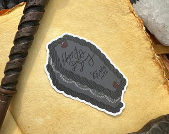 Adesivo de vinil para bolo do Dia da Morte de Sir Nicholas | Adesivo de aniversário mágico para Kindle