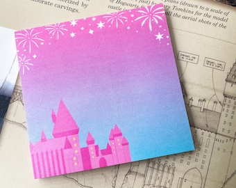 Pink and Blue Wizard Castle Sticky Notes | Wizarding Pastel Stationery