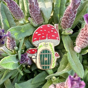 Mushroom Cottage Enamel Pin | Fall Cottagecore Pin