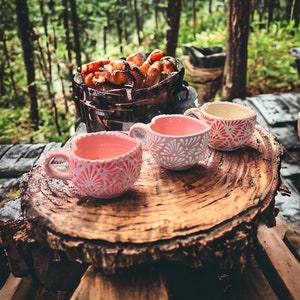 Pink Mug, Pottery mug, hearts mug, pink mug, pottery heart mug, love mug, star coffee mug, pottery coffee mug,