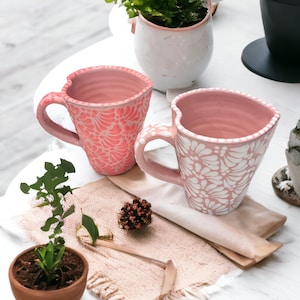Pink Heart (Tall) Mug Handcrafted Talavera Pottery Mug 350ml | Heart-Shaped  | Lead and Toxin Free | HandPainted | Coffee Mugs & Tea Cups