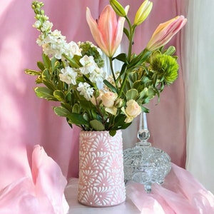 Luxury Pink Talavera Vase – Handmade Mexican Ceramic Flower Vase – Artisan Pottery Decor
