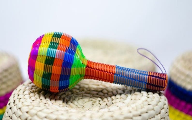 Mexican Toy Rattle Handwoven Mexican Baby Rattle – Colorful Sonaja Keepsake, Sensory Toy ...