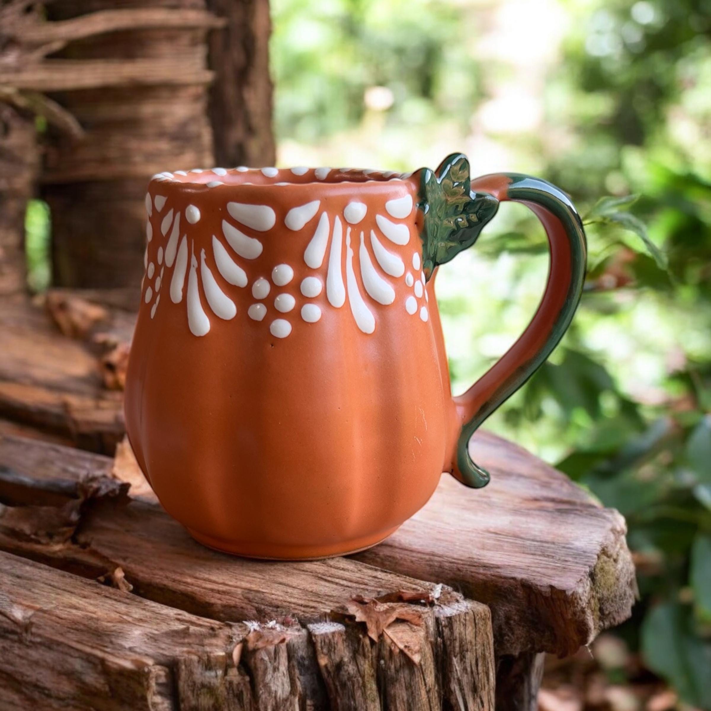 Pumpkin Talavera Mug - Handgefertigte mexikanische Kaffeetasse aus Keramik - Herbst- & Halloweendeko