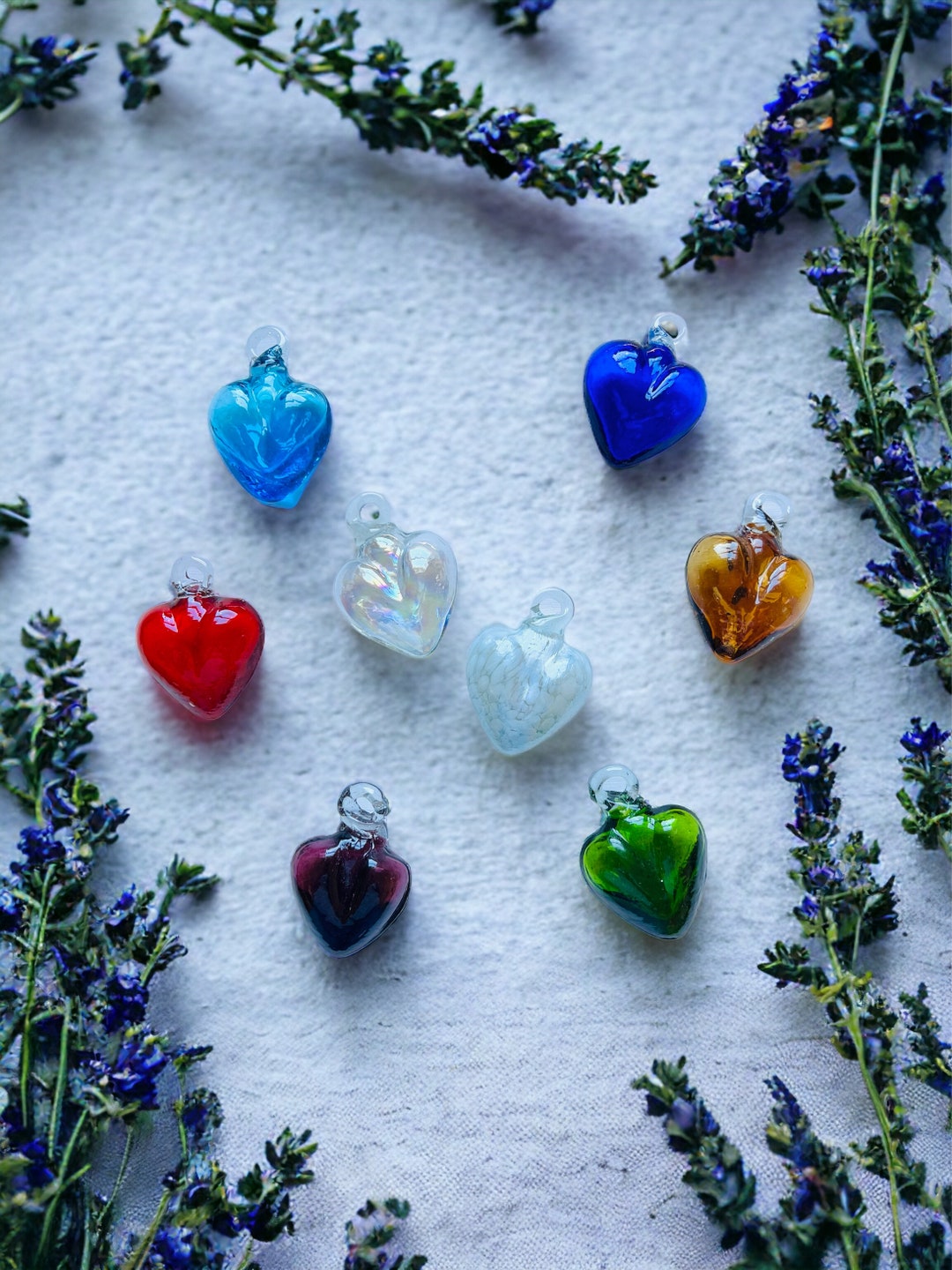 Ornamental Glass Heart, Hanging Glass Heart, Small, Mexican Glass Hearts, Blown Glass Heart