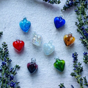 Cœur décoratif en verre, Cœur en verre à suspendre, Petit, Cœurs mexicains en verre, Ornement coeur en verre soufflé, Ornement mexicain, Ornement coeur en verre