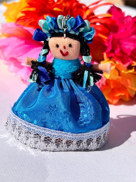 手作りレレ人形キーホルダー - メキシコ文化のミニ人形、伝統的な