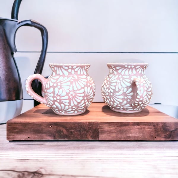 Różowy kubek Talavera – ręcznie robiona meksykańska ceramika – kwiatowy ceramiczny kubek do kawy, prezent na herbatę