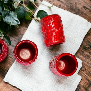 Red Talavera Shot Glass – Handmade Mexican Caballito Pottery – Wedding or Fiesta Favor