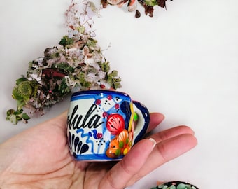 Personalized Mini Jarrito Mexican Talavera Handmade Shot Glass | Tequila shot glasses | Wedding favors, wholesale events, Birthday, Bride