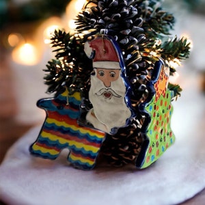 Ornaments Talavera Pottery Christmas  Mexican Folk Art, Best Christmas Ornaments & Xmas Tree Decorations 2025, Mini Donkey Pinata Ornaments