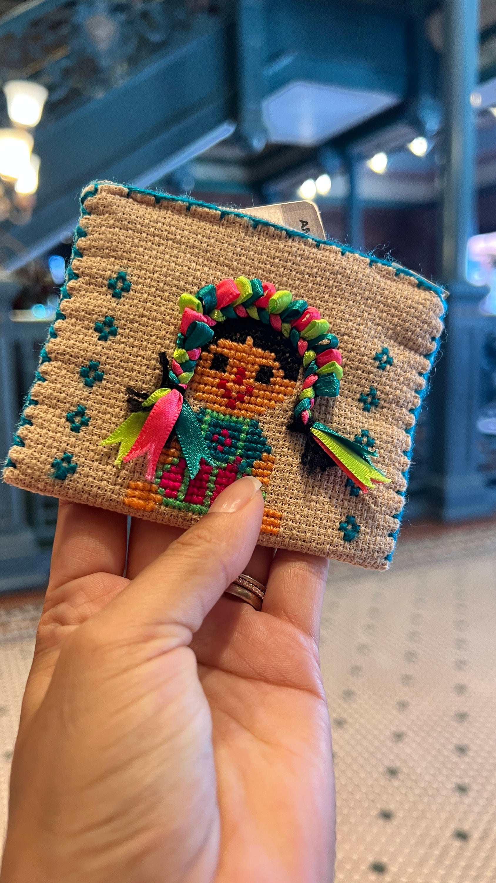 Lele Doll Coin Purse – Handmade Mexican Embroidered Wallet – Cross