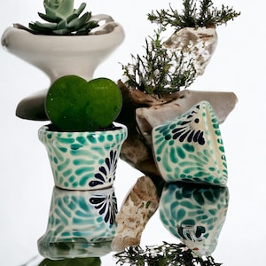 Green Talavera Mini Pot – Handmade Mexican Succulent Planter