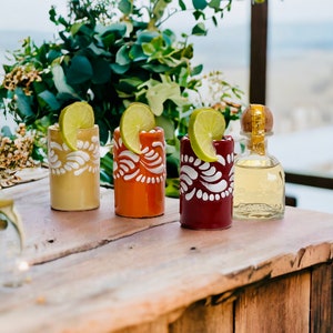 Luxury Talavera Shot Glass Set – Handmade Mexican Pottery Wedding Favor & Global Event Decor