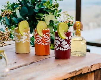 Luxury Talavera Shot Glass Set – Handmade Mexican Pottery Wedding Favor & Global Event Decor