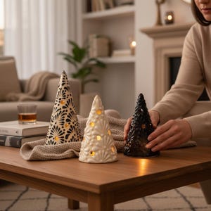 Candelabro de Talavera para árbol de Navidad – Farol de cerámica mexicana hecho a mano – Decoración navideña