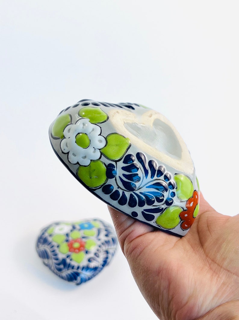 Talavera Pottery Heart Jewelry Box, Handmade Ceramic Jewelry Box, Bridesmaid Jewelry Box, Heart Shaped Jewelry box, heart shaped Jewelry box image 6