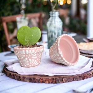 Pink Talavera Pot (1 pz) | Mini Talavera Pots Tiny Handmade Mexican Pottery Cactus and Succulent Pot