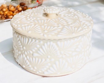 Small New Home Gift Handmade White Talavera Pottery Tortilla Warmer w/lid, Authentic Mexican Talavera Pottery Tortillero, Tortilla Holder