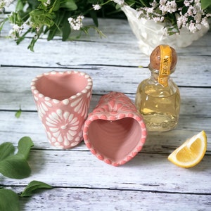 Pink Mini Heart  Mexican Talavera  pottery Shot Glasses 1 pc | Heart Mini  Shot Glass | Tequila shot glasses | Mezcaleros