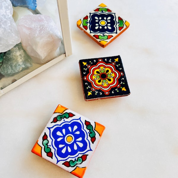 Mini Mexican Tile Magnets, Talavera Magnets, Mini 2x2 Talavera Tile Magnets, Mexican Tile Fridge Magnets - Shot Glasses Coasters