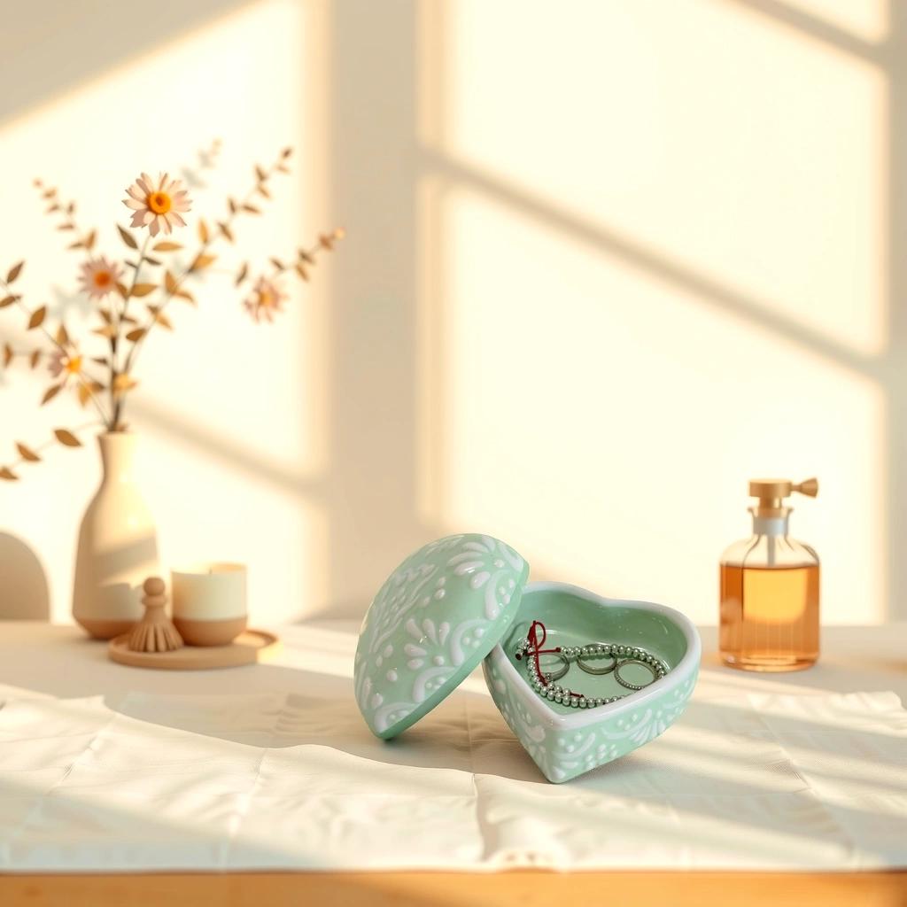 Mint Talavera Heart Jewelry Box – Handmade Mexican Ceramic