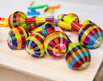 Handwoven Mexican Baby Rattle – Colorful Sonaja Keepsake, Sensory Toy for Baby Showers