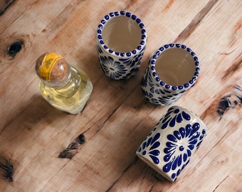 Blue and Ivory Talavera Bridal Shower Weekend Glass (1pz) - Party Favors - Shot Glasses - Party Gifts