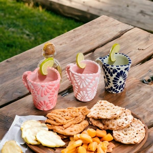 Mini Heart Cup Mexican Talavera  pottery Shot Glass | Mini Mug Shot Glass with Handle | Tequila shot glasses with handle | Mezcaleros