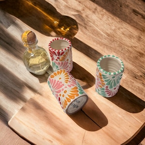 Multicolor Mexican Talavera Handmade Shot Glass (1pz) | Tequila shot glasses | Wedding favors | Caballitos Tequileros | celebrations