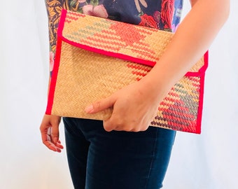 Envelope clutch straw Woven Clutch Bag, Handwoven Traditional Mexican Purse for Her, Eco Friendly Fair Trade Mexican Women's Accessories