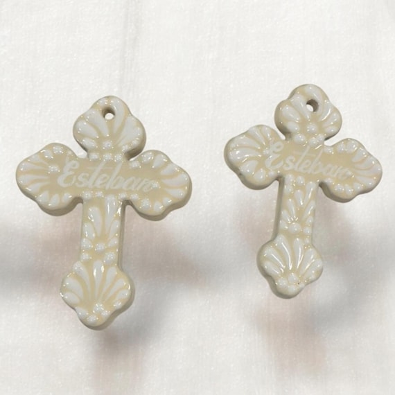 Talavera Pottery Cross – Personalized Handmade Favor for Baptism, Weddings & Religious Events